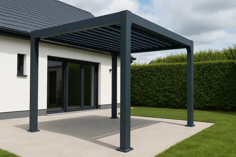 Pose Pergola bioclimatique aluminium gris anthracite à Piolenc